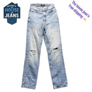 LCW Jeans Women’s Size 24 High Rise Straight Leg Ripped Knee Distressed Denim